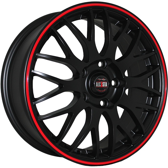 фото диска Alcasta R17 ET48 DIA67,1 PCD:5/114,3 черный матовый с красным ободом