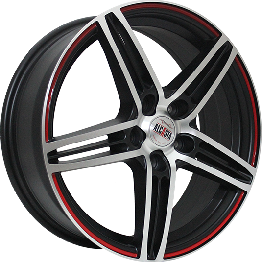 фото диска Alcasta R17 ET45 DIA60,1 PCD:5/114,3 черный матовый с красным ободом