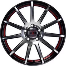 фото диска Alcasta R15 ET36 DIA60,1 PCD:4/100 черный полированный с красной полосой по ободу внутри